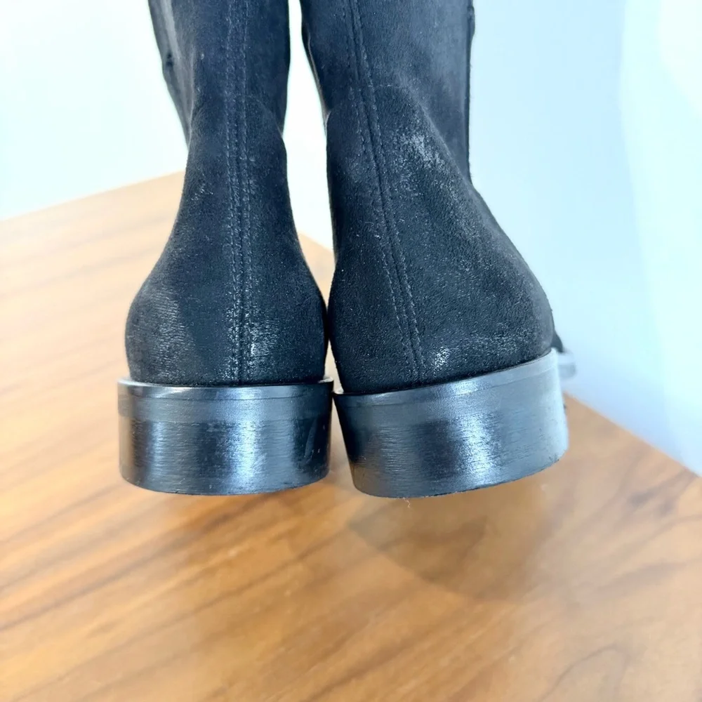 Sundance Suede Black Embroidered OTK tall boots